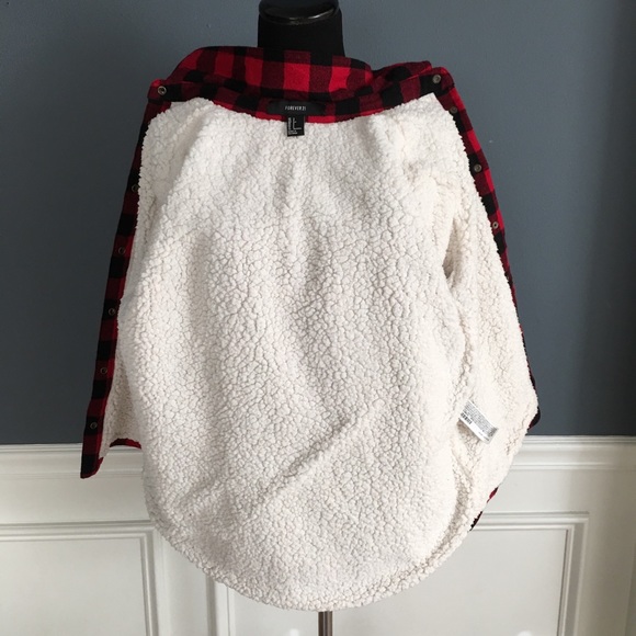 Forever 21 Sherpa-lined flannel jacket Sz Small - Picture 4 of 5